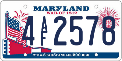 MD license plate 4AF2578
