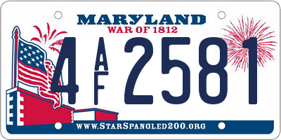MD license plate 4AF2581