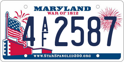 MD license plate 4AF2587