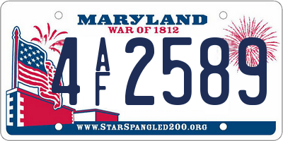 MD license plate 4AF2589