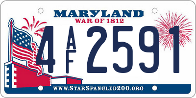 MD license plate 4AF2591