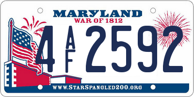 MD license plate 4AF2592