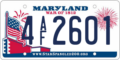 MD license plate 4AF2601