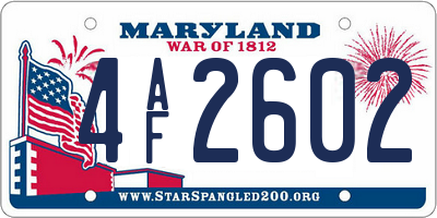 MD license plate 4AF2602