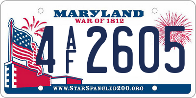 MD license plate 4AF2605