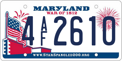 MD license plate 4AF2610