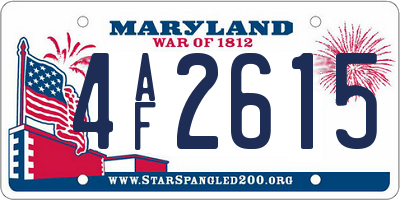 MD license plate 4AF2615