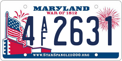 MD license plate 4AF2631