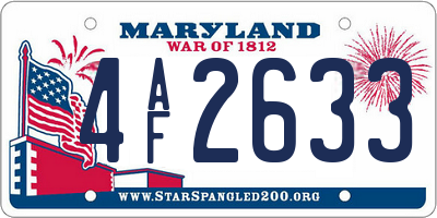MD license plate 4AF2633