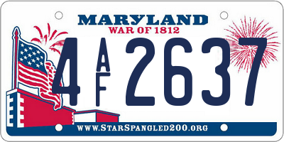 MD license plate 4AF2637