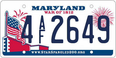 MD license plate 4AF2649