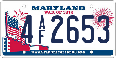 MD license plate 4AF2653