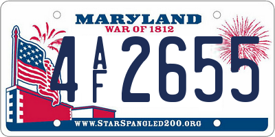 MD license plate 4AF2655
