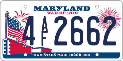 MD license plate 4AF2662