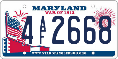 MD license plate 4AF2668