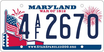 MD license plate 4AF2670