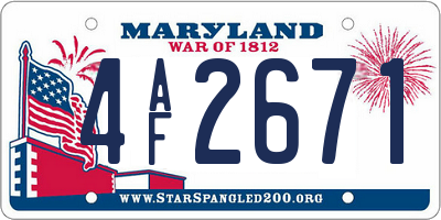 MD license plate 4AF2671