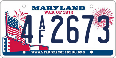 MD license plate 4AF2673