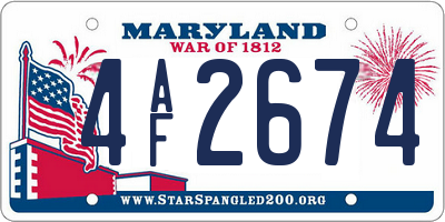 MD license plate 4AF2674
