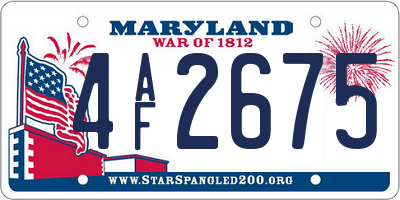 MD license plate 4AF2675