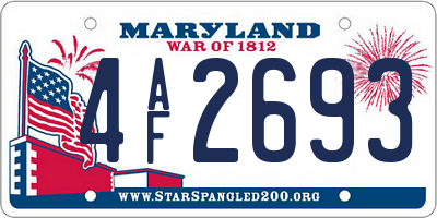 MD license plate 4AF2693