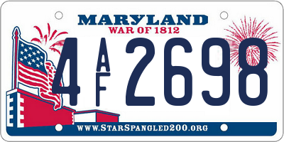 MD license plate 4AF2698