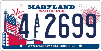 MD license plate 4AF2699
