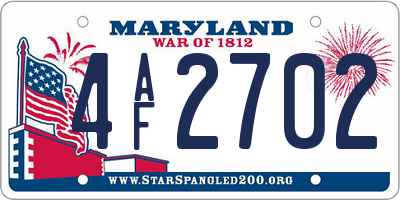 MD license plate 4AF2702