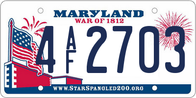 MD license plate 4AF2703