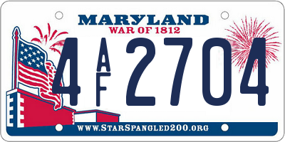 MD license plate 4AF2704