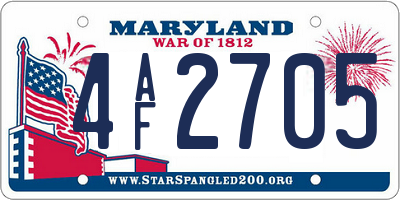 MD license plate 4AF2705
