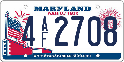 MD license plate 4AF2708