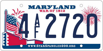 MD license plate 4AF2720