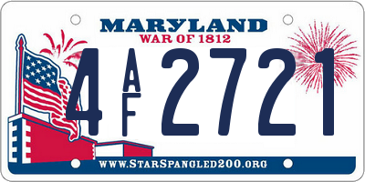 MD license plate 4AF2721