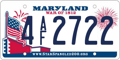 MD license plate 4AF2722