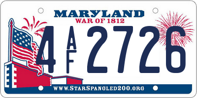 MD license plate 4AF2726