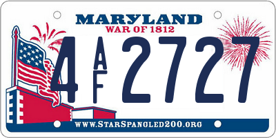 MD license plate 4AF2727