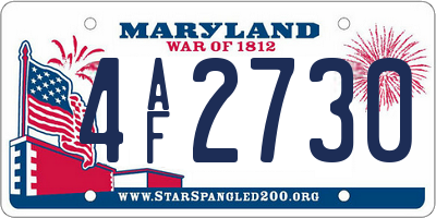 MD license plate 4AF2730