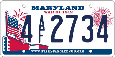 MD license plate 4AF2734