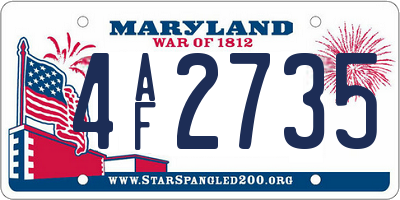 MD license plate 4AF2735