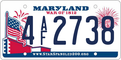 MD license plate 4AF2738