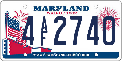 MD license plate 4AF2740