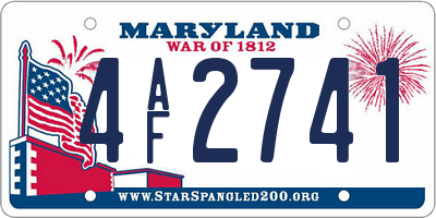 MD license plate 4AF2741