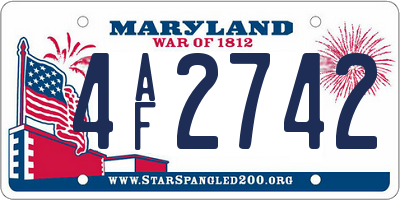 MD license plate 4AF2742