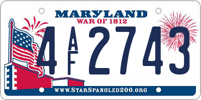 MD license plate 4AF2743
