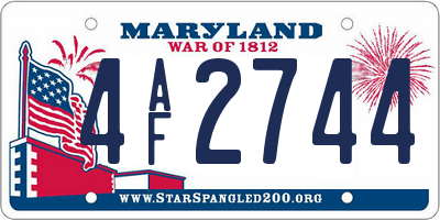 MD license plate 4AF2744
