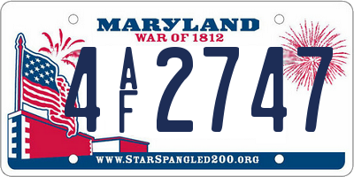 MD license plate 4AF2747