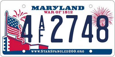 MD license plate 4AF2748