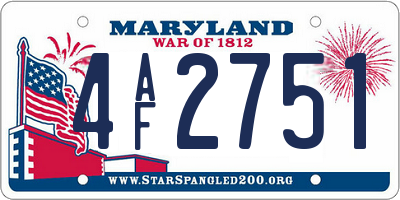 MD license plate 4AF2751