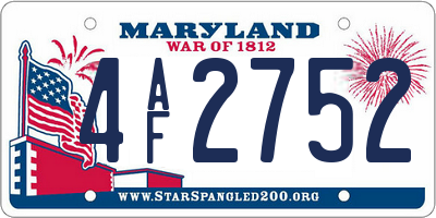 MD license plate 4AF2752